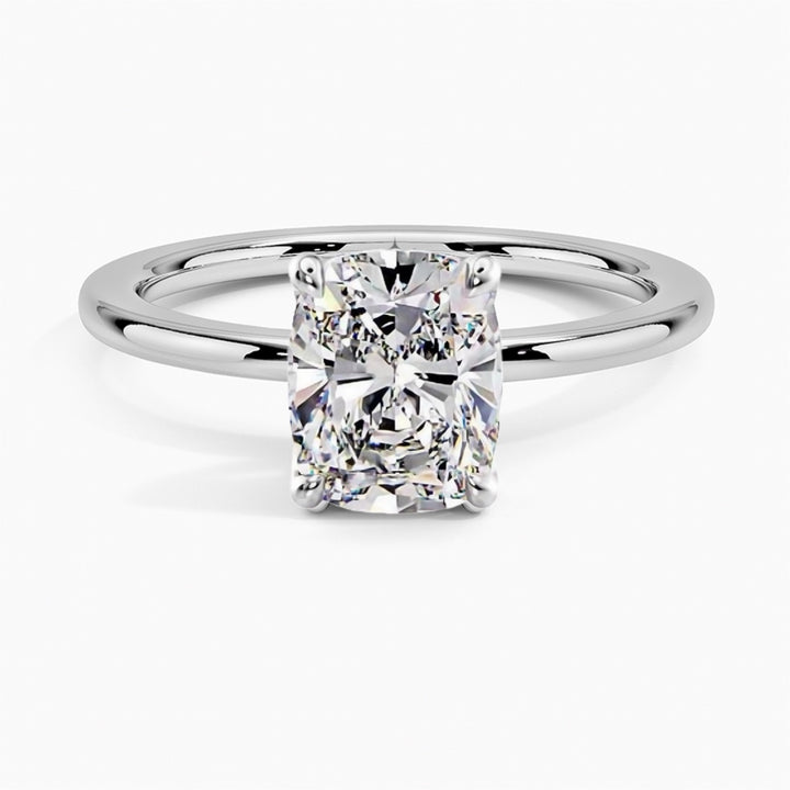 טבעת אירוסין סוליטר יהלום קושן ארוכה 2.7 קראט