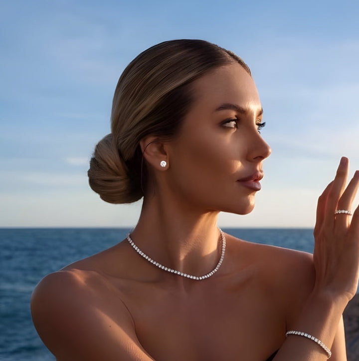 עגילי יהלומים עגולים צמודים