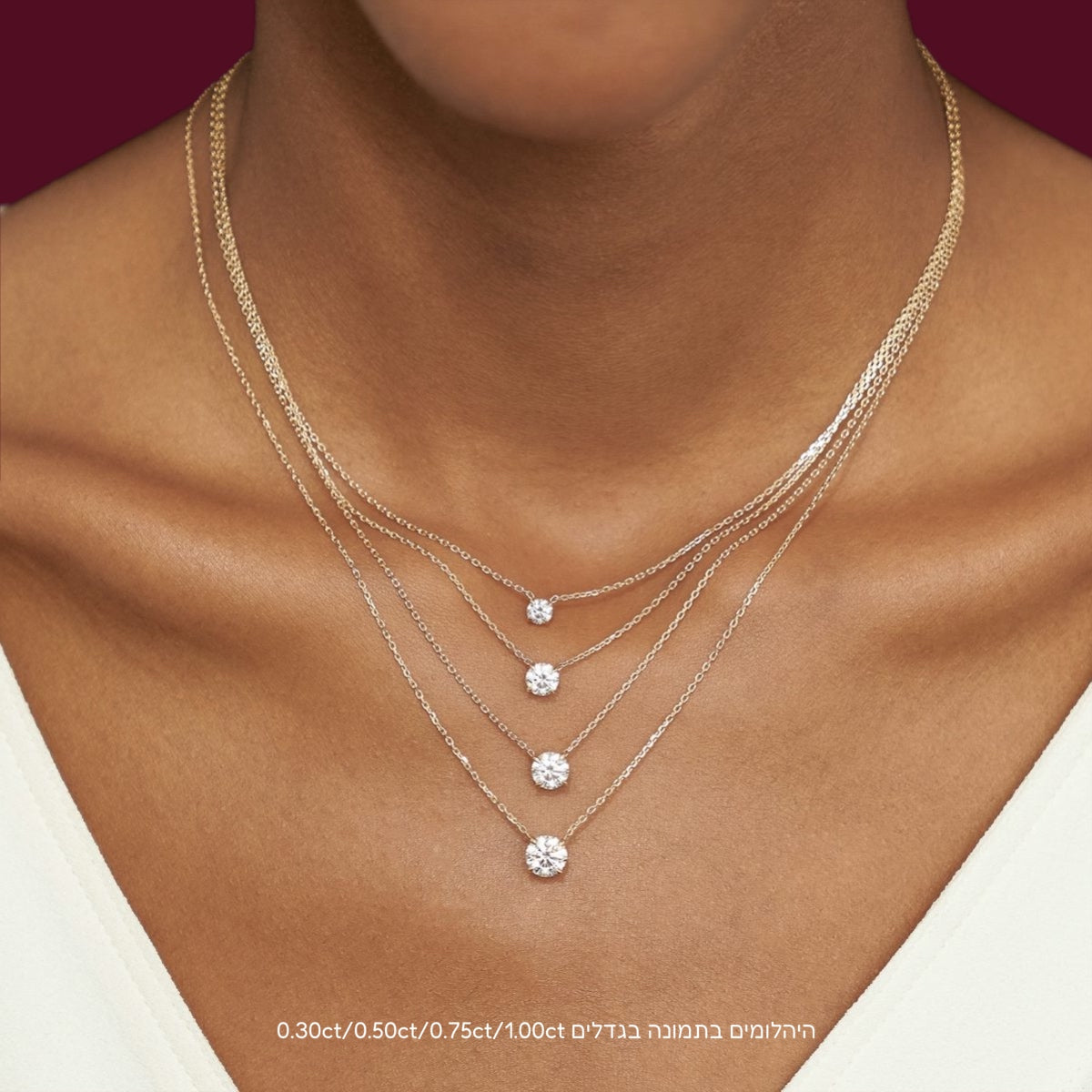 שרשרת סוליטר יהלום עגול מרחף