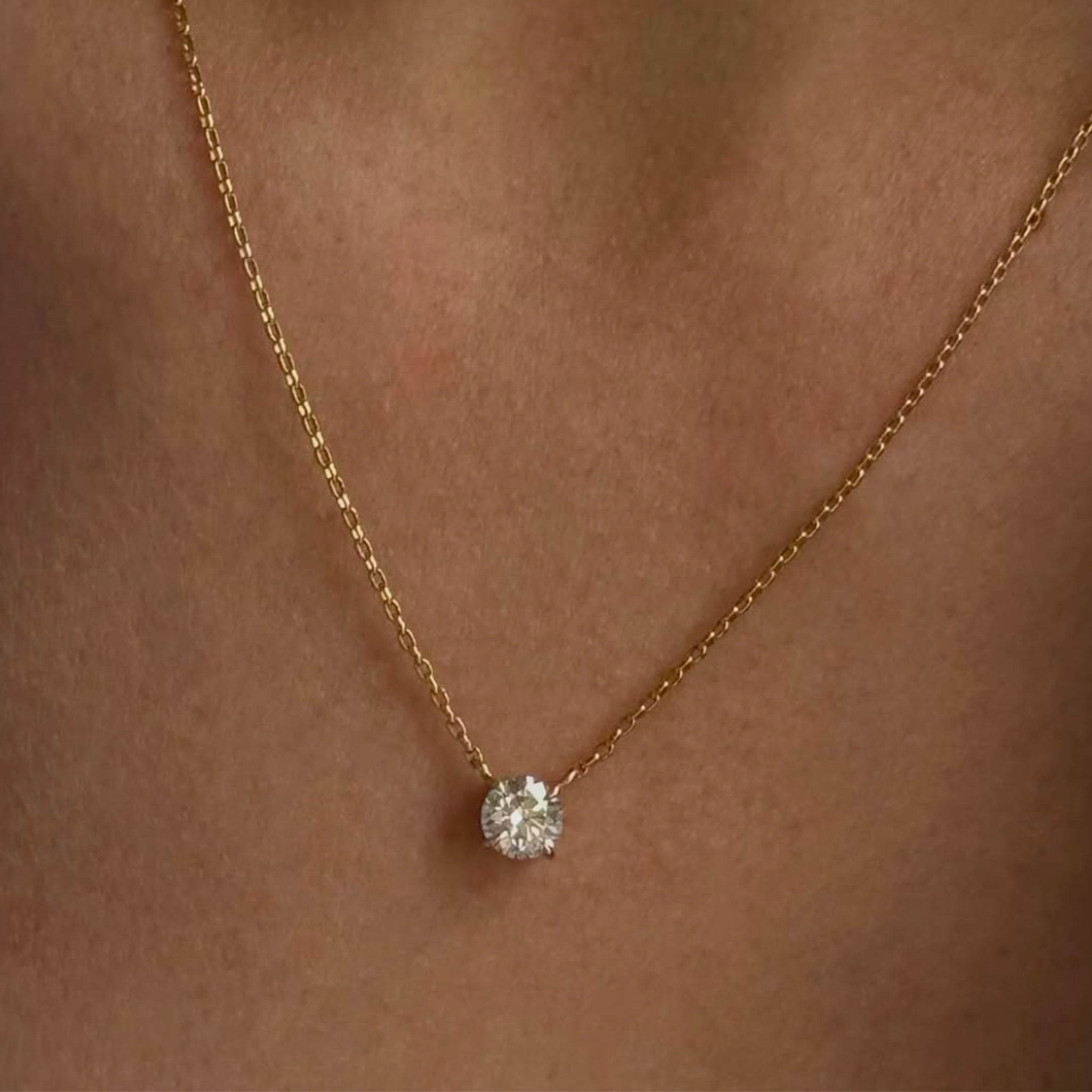 שרשרת סוליטר יהלום עגול מרחף