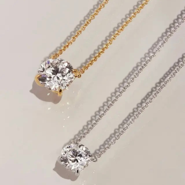 שרשרת סוליטר יהלום עגול מרחף