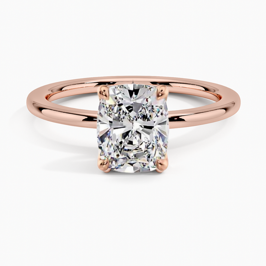 טבעת אירוסין סוליטר יהלום קושן ארוכה 2.7 קראט