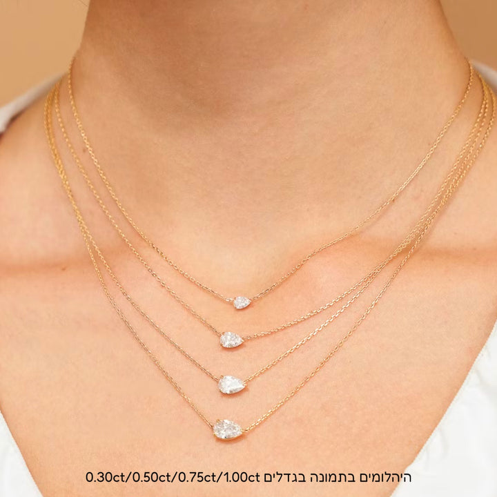 שרשרת סוליטר יהלום טיפה מרחף