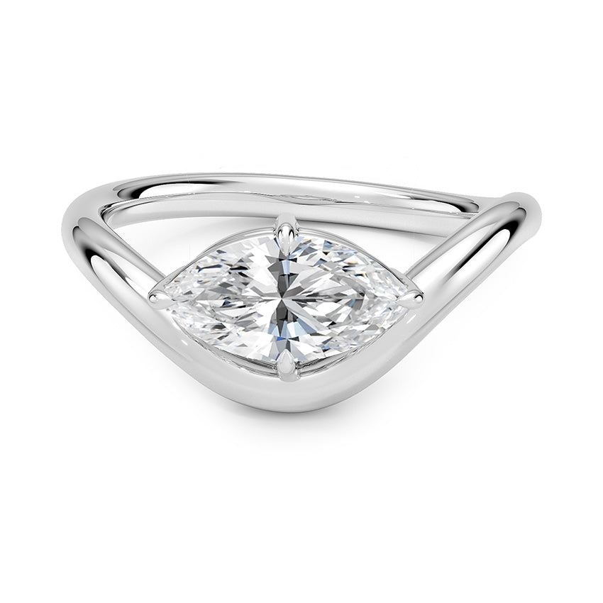 טבעת טוויסט יהלום מרקיזה 1 קראט בשיבוץ מזרח מערב מרחף