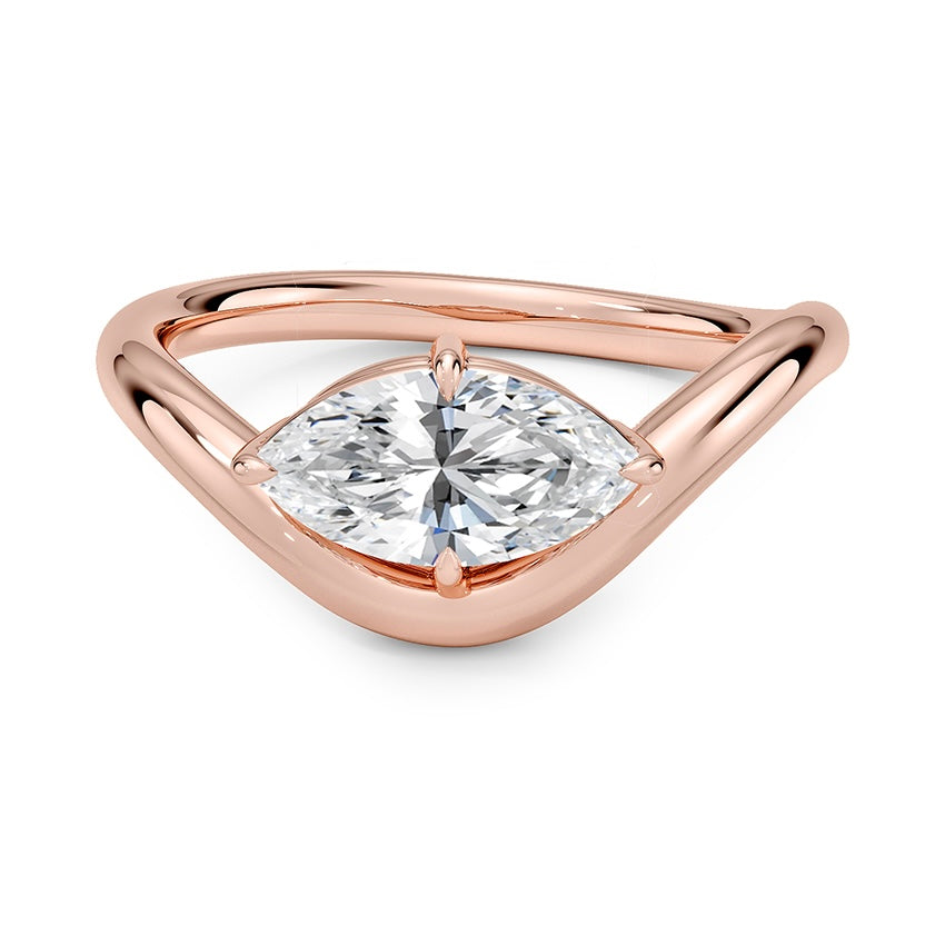 טבעת טוויסט יהלום מרקיזה 1 קראט בשיבוץ מזרח מערב מרחף