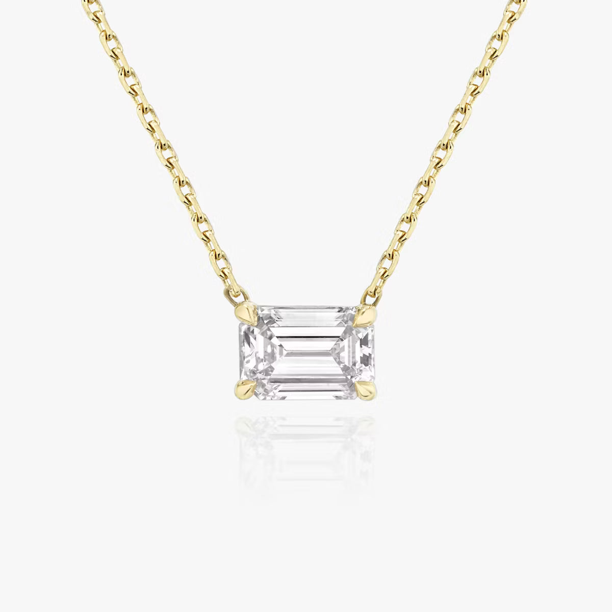 שרשרת סוליטר יהלום אמרלד מרחף