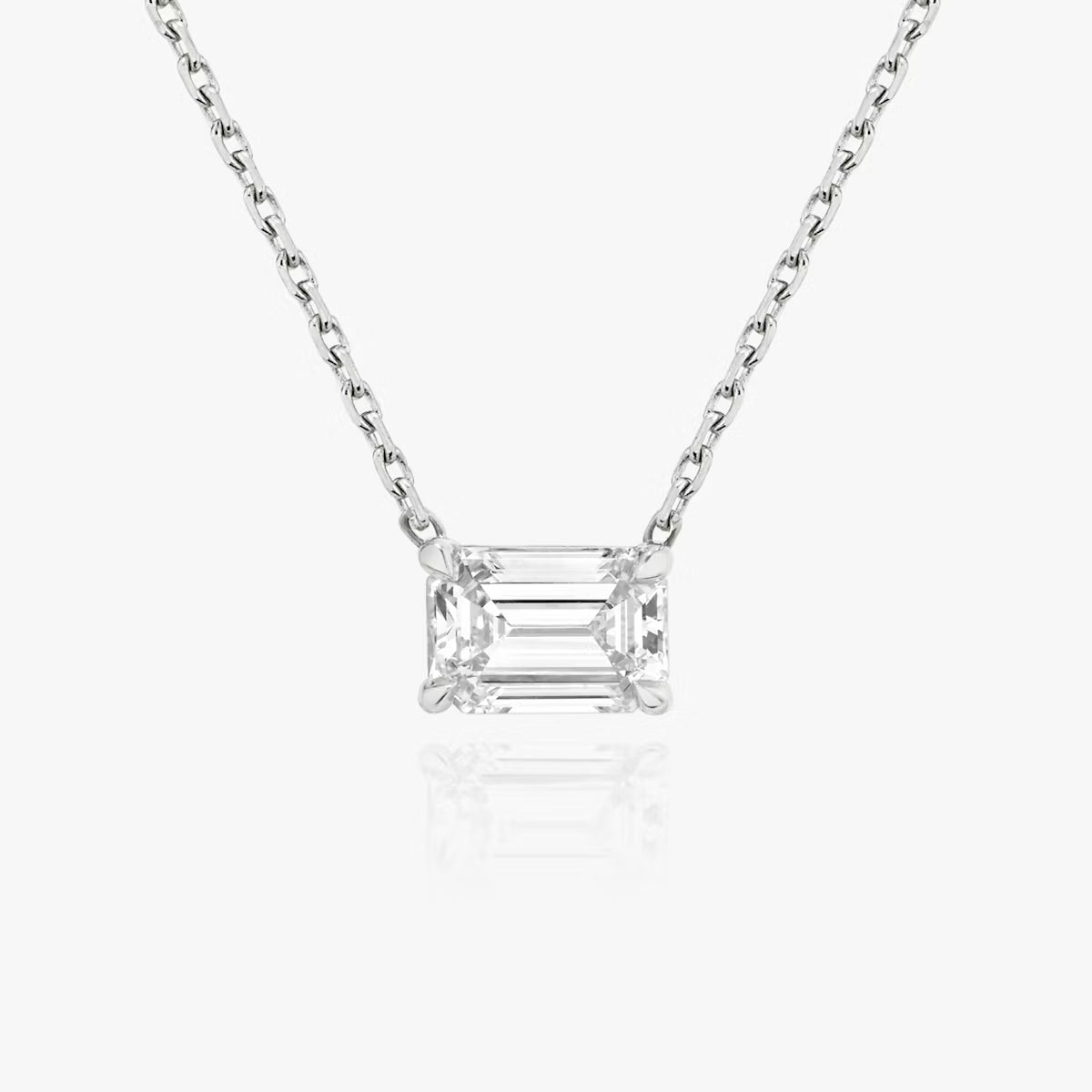 שרשרת סוליטר יהלום אמרלד מרחף