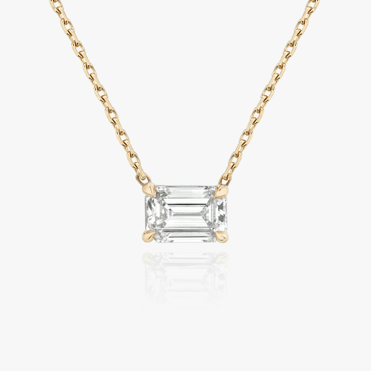 שרשרת סוליטר יהלום אמרלד מרחף