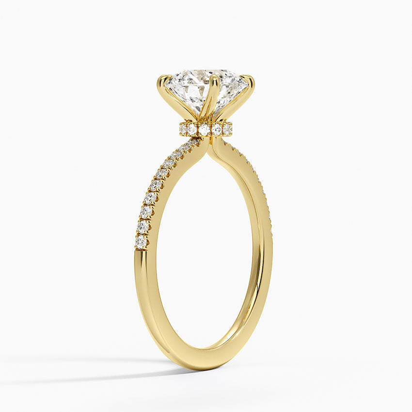 טבעת אירוסין מיקרו פאווה יהלום עגול 1.50 קראט והילה נסתרת