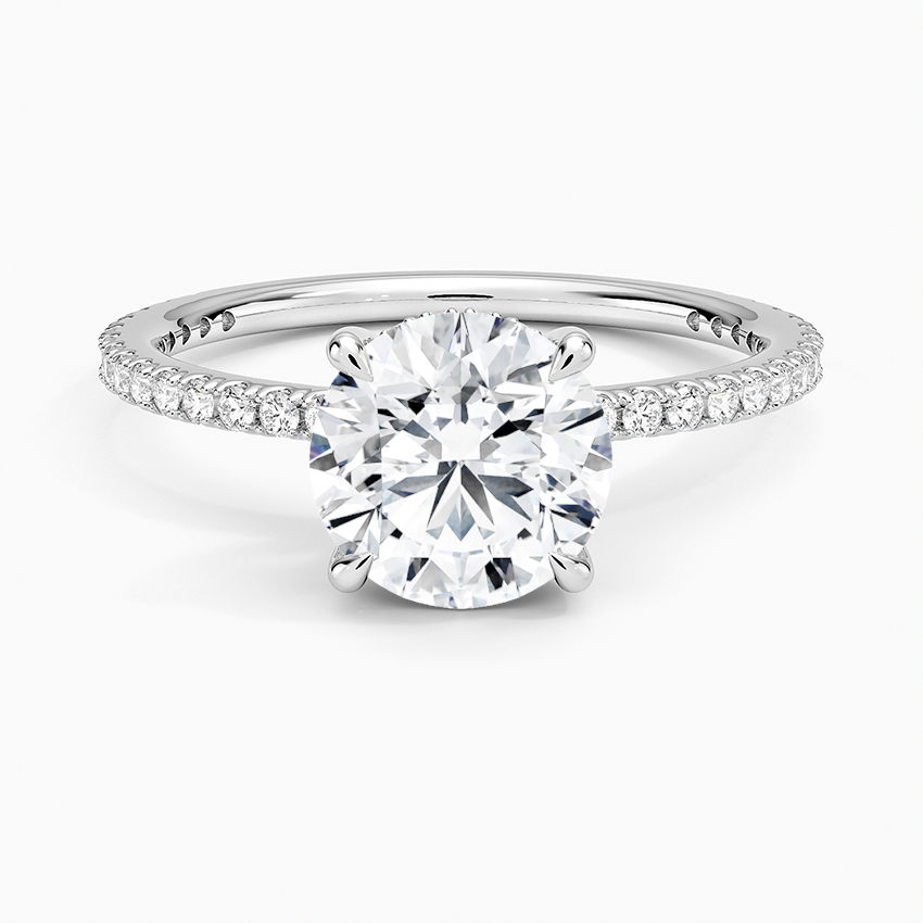 טבעת אירוסין מיקרו פאווה יהלום עגול 1.5 קראט והילה נסתרת