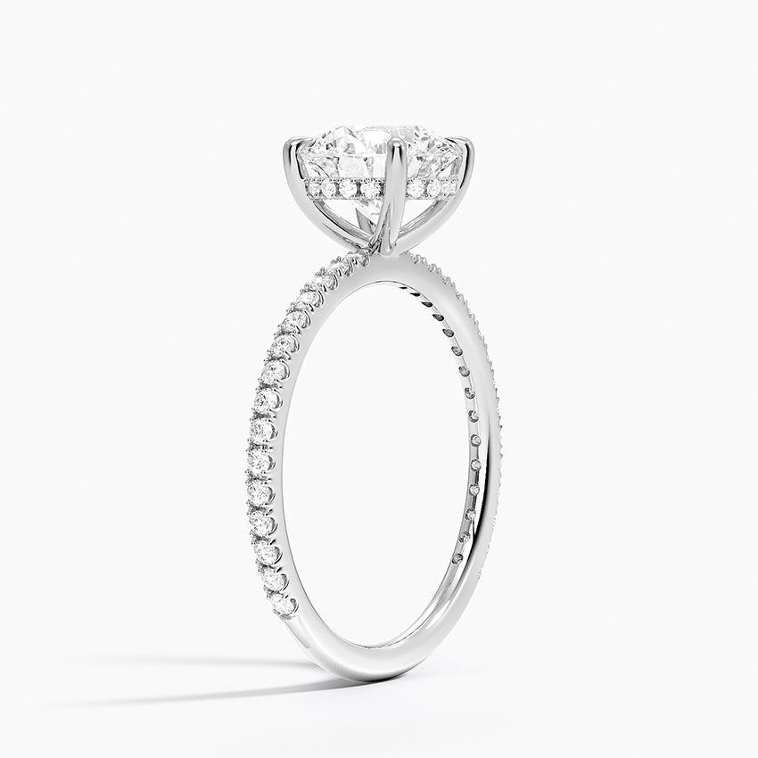 טבעת אירוסין מיקרו פאווה יהלום עגול 1.5 קראט והילה נסתרת