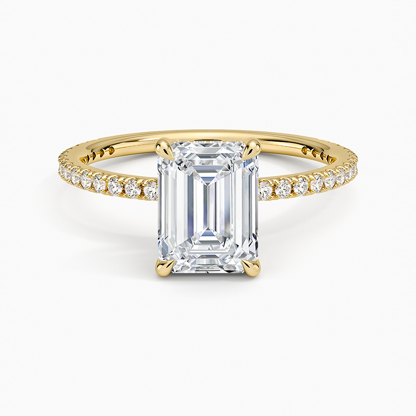 טבעת אירוסין מיקרו פאווה יהלום אמרלד 1.5 קראט והילה נסתרת