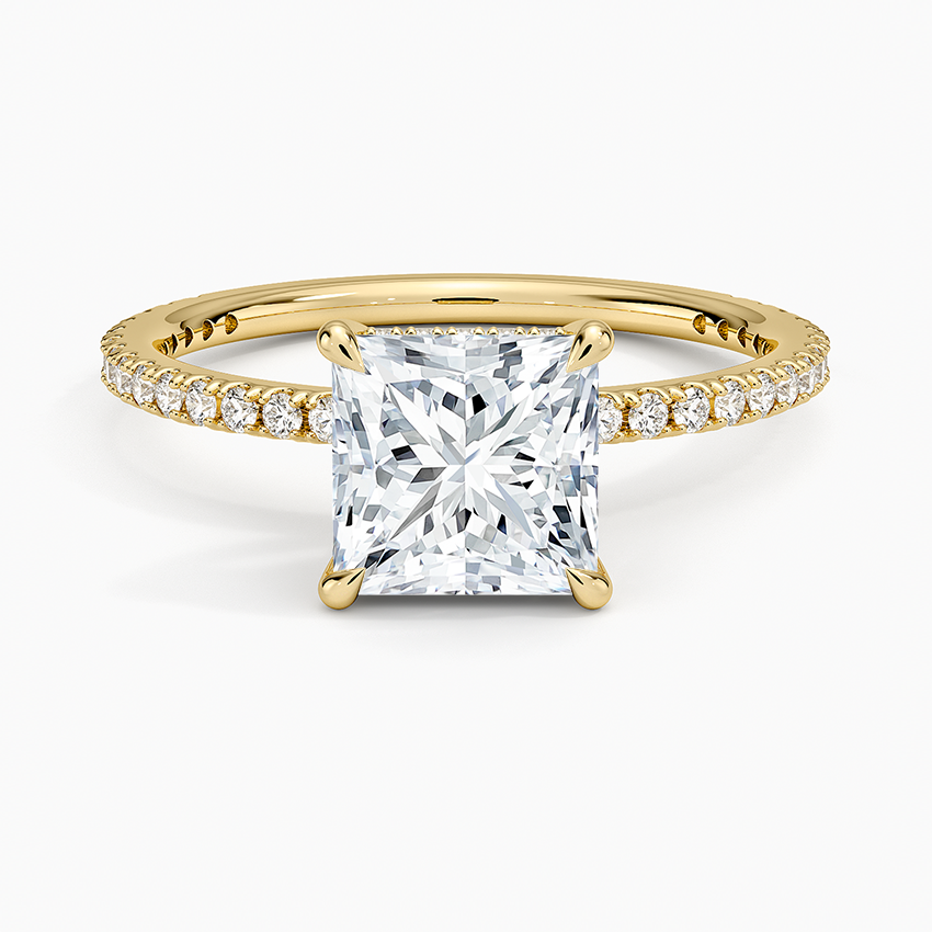 טבעת אירוסין מיקרו פאווה יהלום פרינסס 1.5 קראט והילה נסתרת