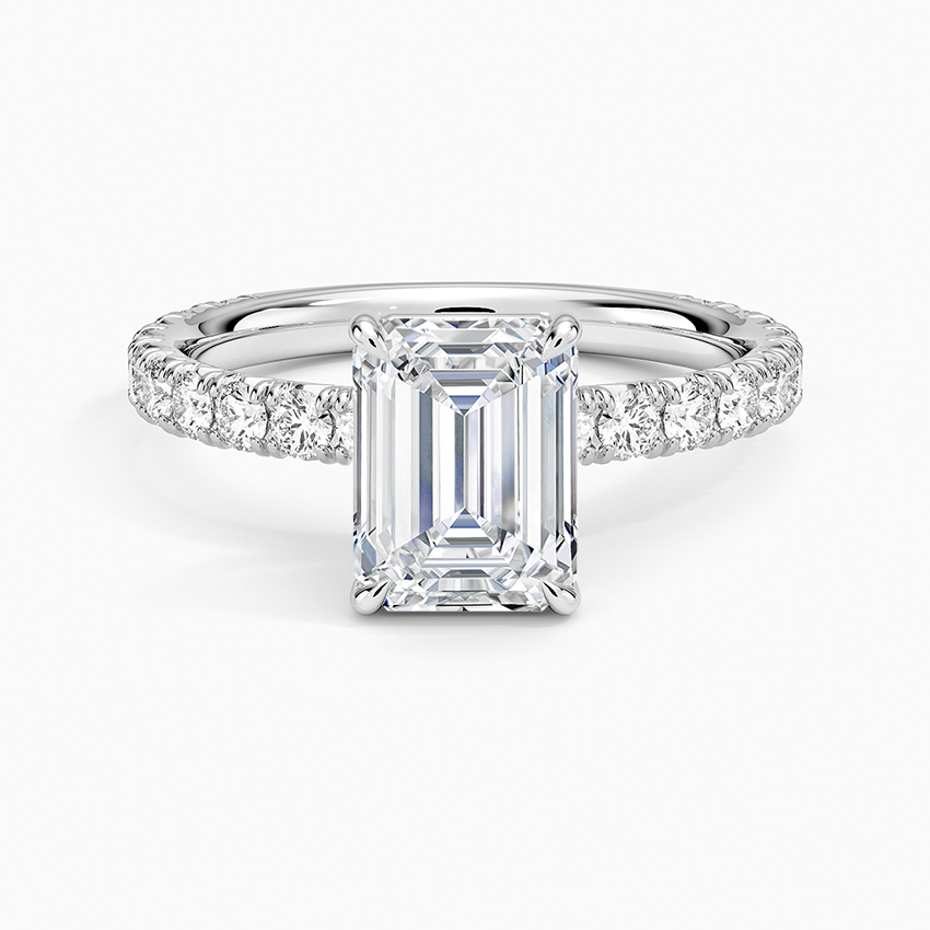 טבעת אירוסין יהלום אמרלד 1.50 קראט עם יהלומי צד