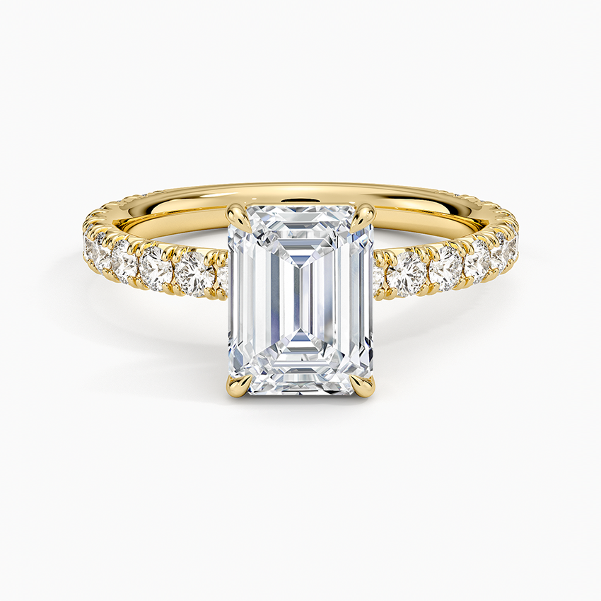 טבעת אירוסין יהלום אמרלד 1.50 קראט עם יהלומי צד