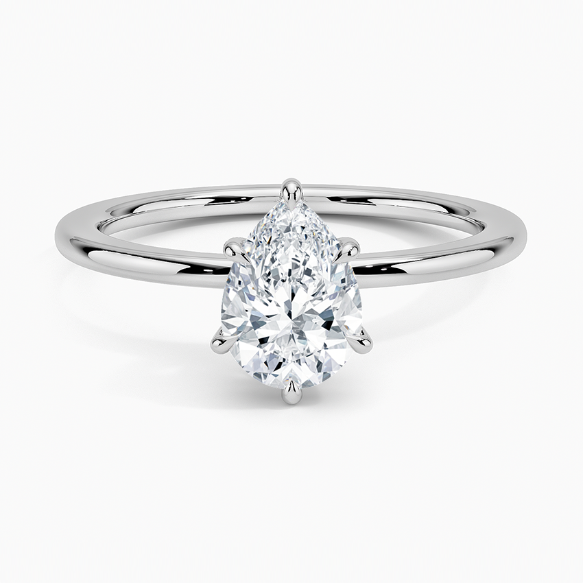 טבעת אירוסין סוליטר יהלום טיפה 1 קראט