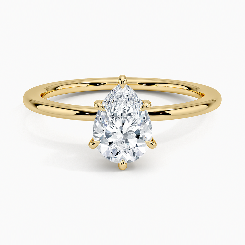 טבעת אירוסין סוליטר יהלום טיפה 1 קראט