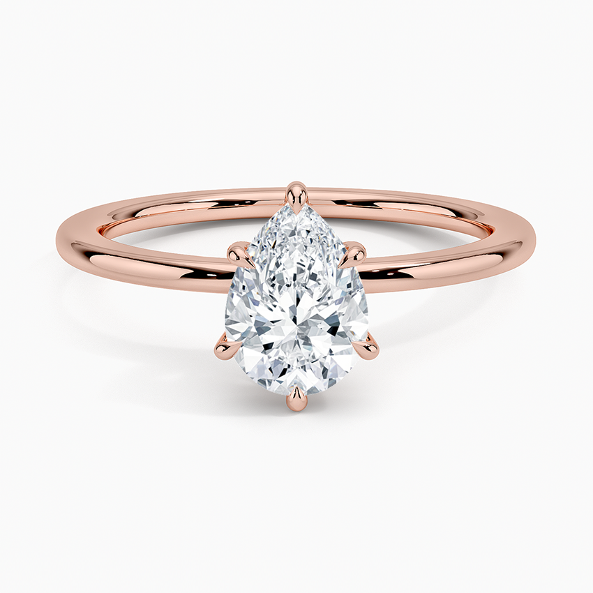 טבעת אירוסין סוליטר יהלום טיפה 1 קראט