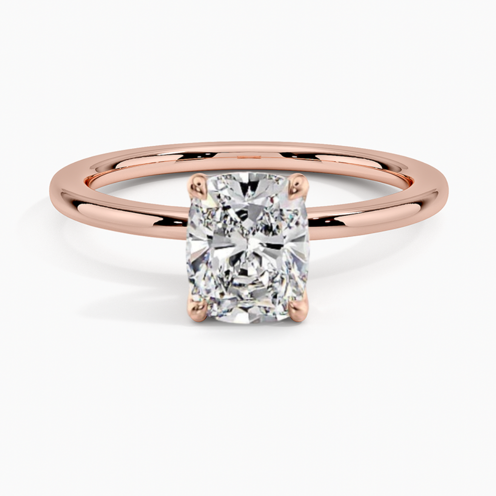 טבעת אירוסין סוליטר יהלום קושן ארוכה 1 קראט