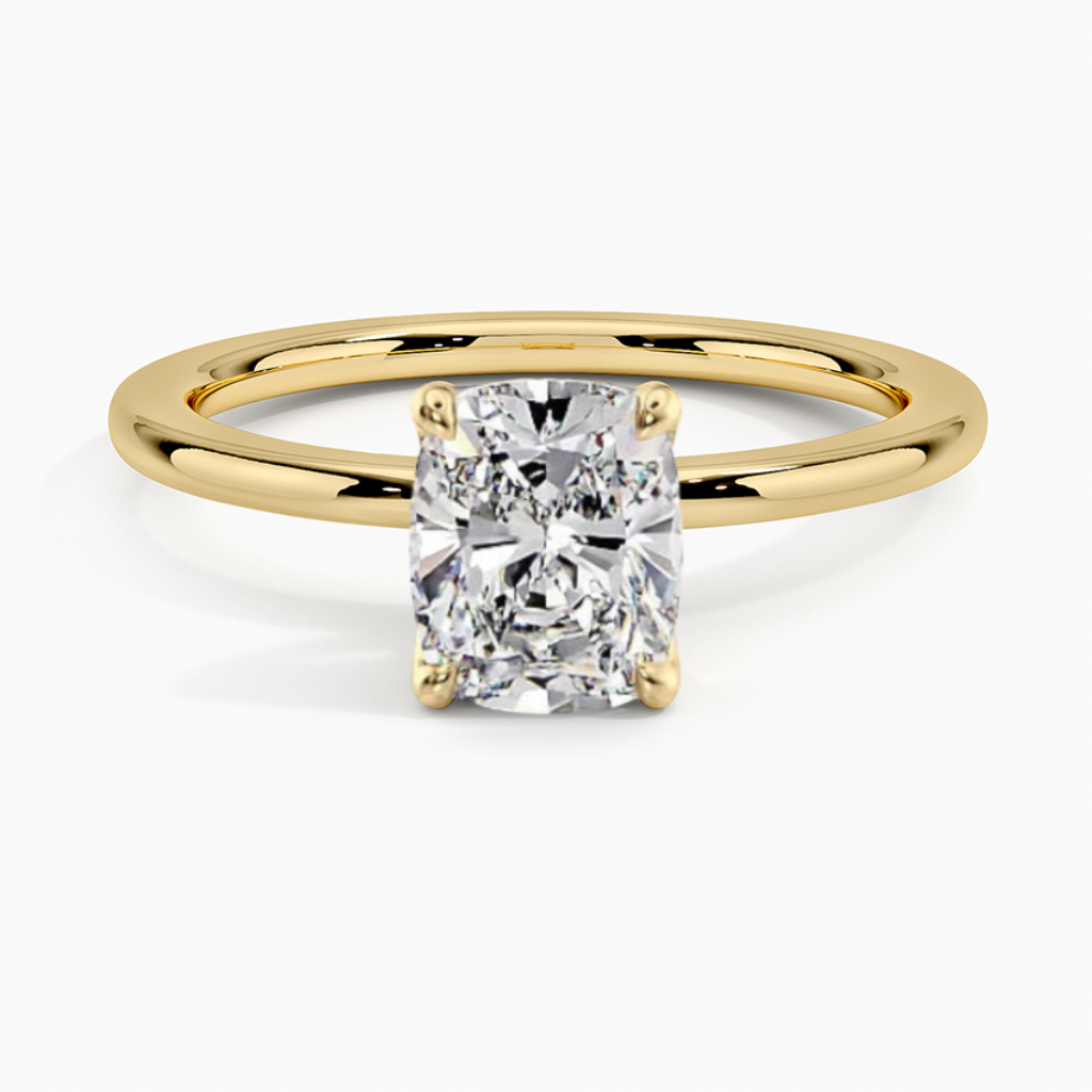 טבעת אירוסין סוליטר יהלום קושן ארוכה 1 קראט