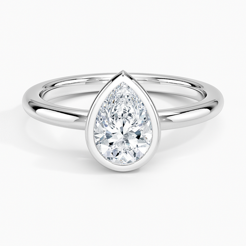 טבעת אירוסין סוליטר יהלום טיפה 1 קראט בשיבוץ בזל