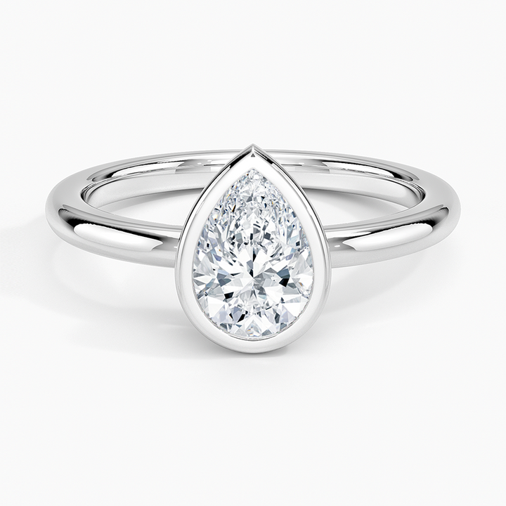 טבעת אירוסין סוליטר יהלום טיפה 1 קראט בשיבוץ בזל