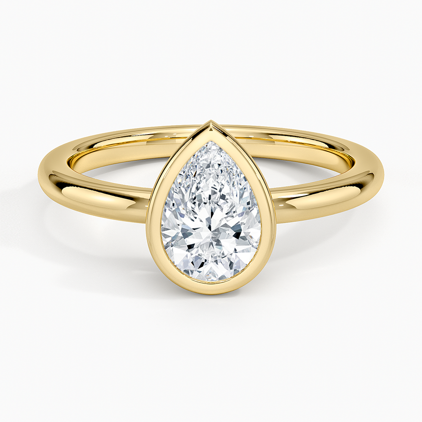 טבעת אירוסין סוליטר יהלום טיפה 1 קראט בשיבוץ בזל