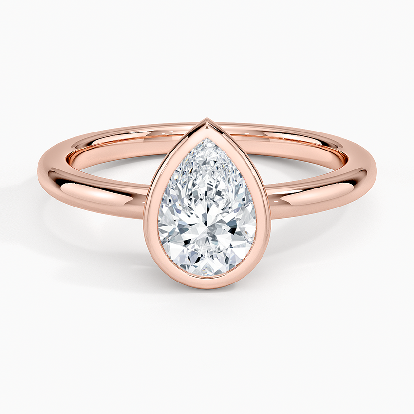 טבעת אירוסין סוליטר יהלום טיפה 1 קראט בשיבוץ בזל