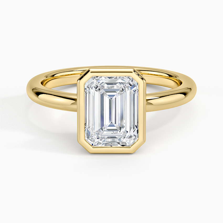 טבעת אירוסין סוליטר יהלום אמרלד 1.5 קראט בשיבוץ בזל