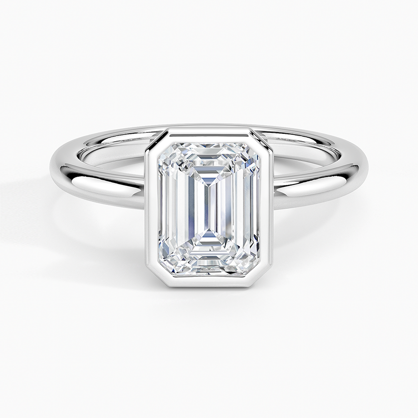 טבעת אירוסין סוליטר יהלום אמרלד 1.5 קראט בשיבוץ בזל