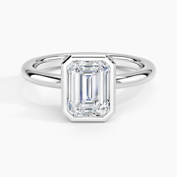 טבעת אירוסין סוליטר יהלום אמרלד 1.5 קראט בשיבוץ בזל