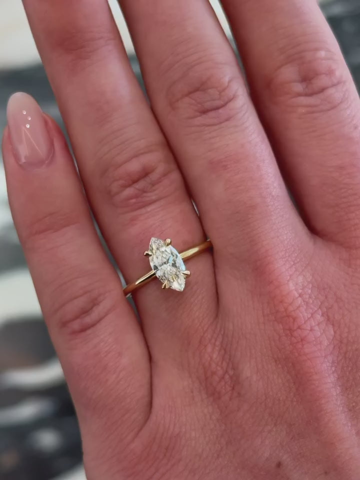 טבעת אירוסין סוליטר יהלום מרקיזה 1 קראט